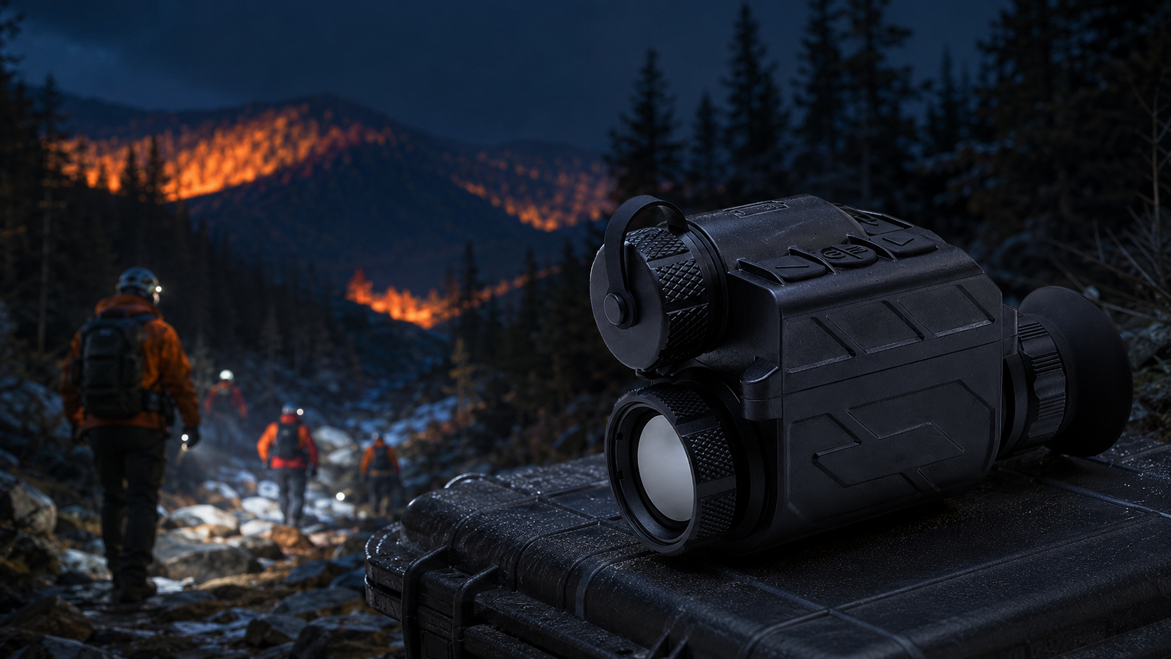 ELF-ML 640×512 head-mounted thermal monocular for nighttime search and rescue operations